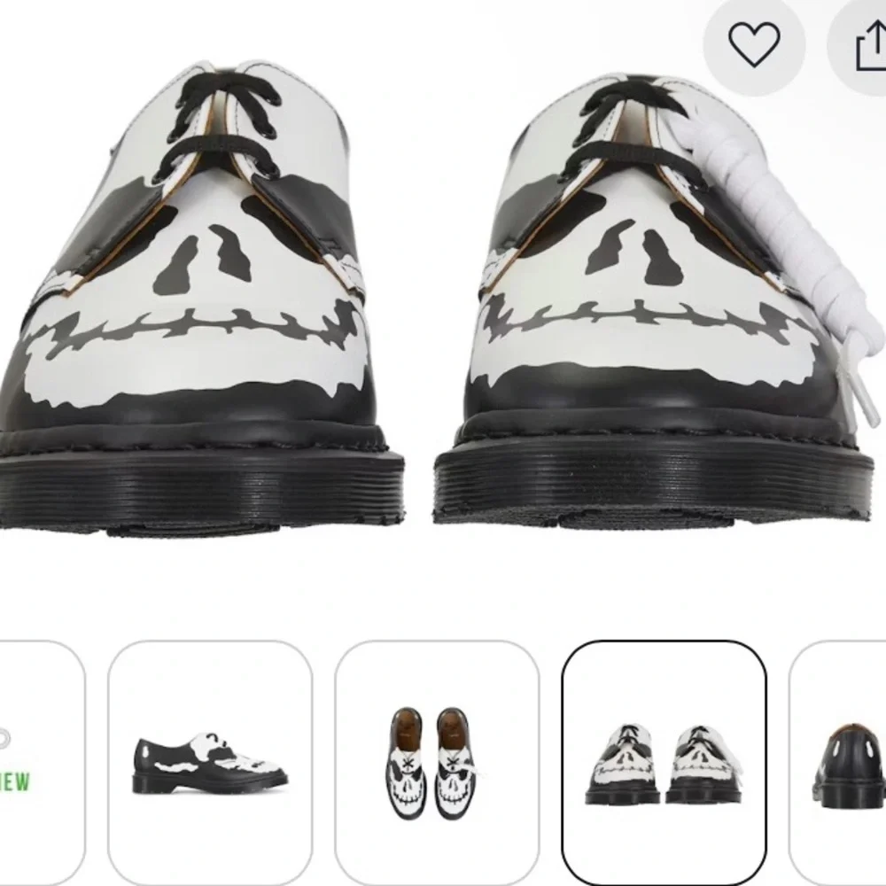 Dr. Martens 1461 3-Eye Skull Design Oxfords - Black and White - Picture 3 of 4